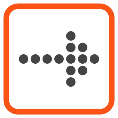 Noktalı ok doğru vektör simgesi bir çerçeve içinde