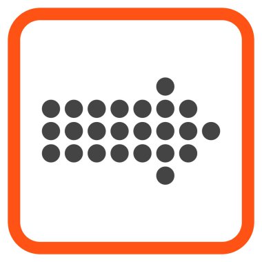 Noktalı ok doğru vektör simgesi bir çerçeve içinde