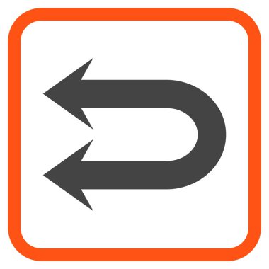 Çift sol ok vektör simgesi bir çerçeve içinde