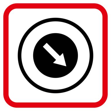 Aşağı doğru yuvarlak ok vektör simgesi bir çerçeve içinde