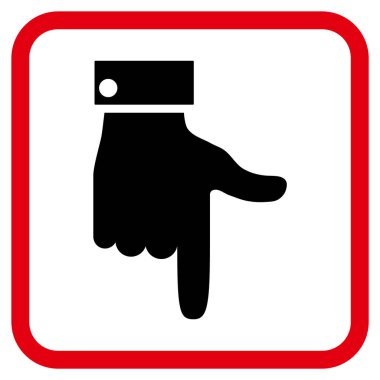 Vektör simgesi bir çerçeve içinde aşağı el işaretçisi