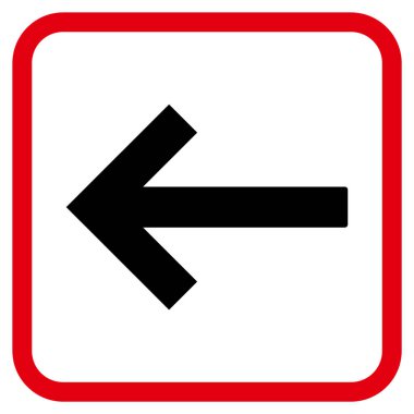 Sol ok vektör simgesi bir çerçeve içinde