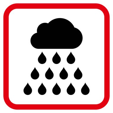 Yağmur bulutu vektör simgesi bir çerçeve içinde