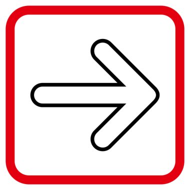 Yuvarlak ok doğru vektör simgesi bir çerçeve içinde