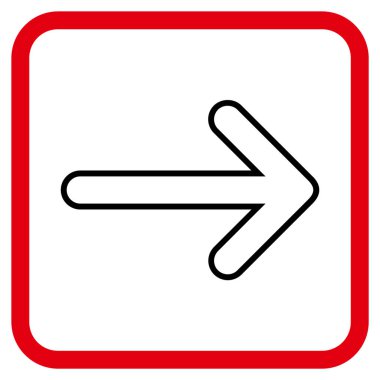 Yuvarlak ok doğru vektör simgesi bir çerçeve içinde