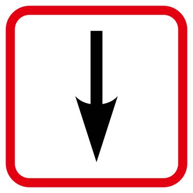 Vektör simgesi bir çerçeve içinde aşağı ok keskin