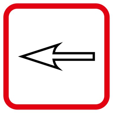 Keskin ok sol vektör simgesi bir çerçeve içinde