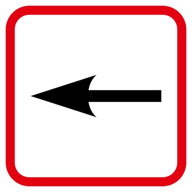 Keskin ok sol vektör simgesi bir çerçeve içinde