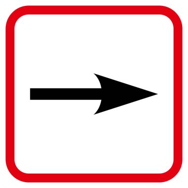 Keskin ok doğru vektör simgesi bir çerçeve içinde