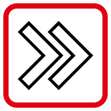 Üst karakter doğru vektör simgesi bir çerçeve içinde