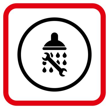 Duş sıhhi tesisat vektör simgesi bir çerçeve içinde