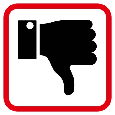 Vektör simgesi bir çerçeve içinde aşağı parmak