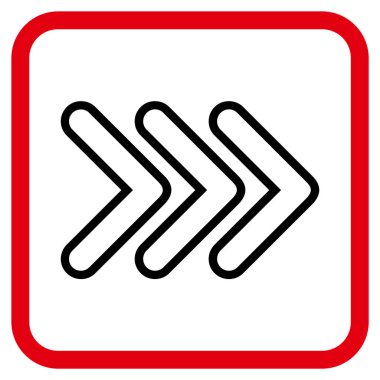 İşaretçi doğru vektör simgesi bir çerçeve içinde üçlü