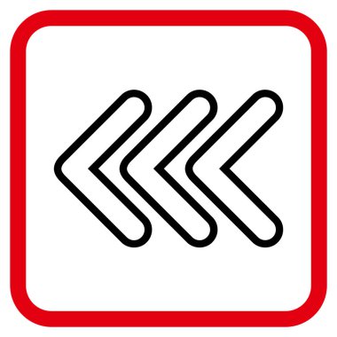 İşaretçi sol vektör simgesi bir çerçeve içinde üçlü