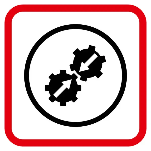 Icono de vectores de integración de engranajes en un marco — Archivo Imágenes Vectoriales