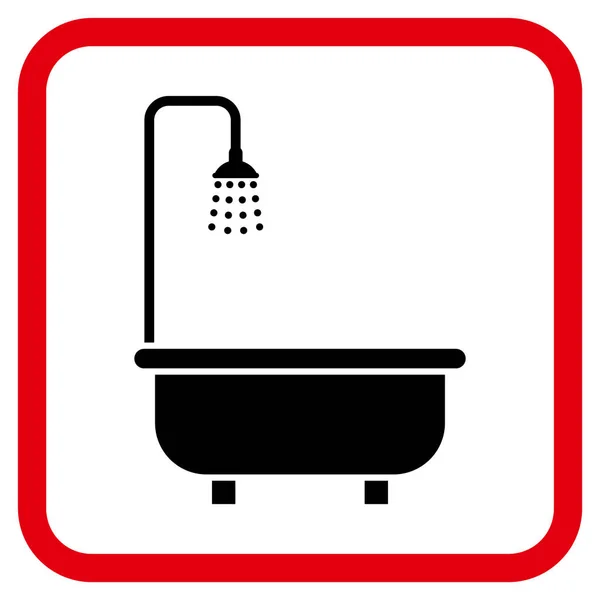 Vector de baño de ducha icono en un marco — Vector de stock