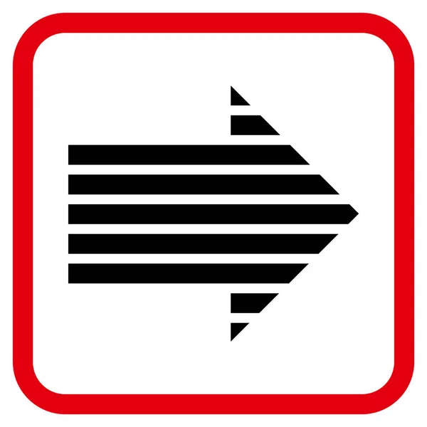 Freccia a strisce Icona vettoriale destra in una cornice — Vettoriale Stock