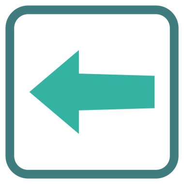 Ok sol vektör simgesi bir çerçeve içinde