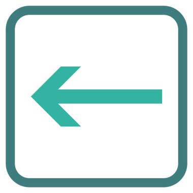 Ok sol vektör simgesi bir çerçeve içinde