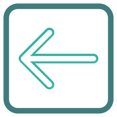 Ok sol vektör simgesi bir çerçeve içinde