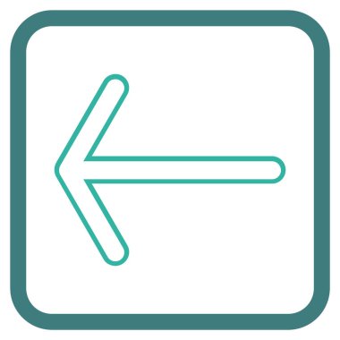 Ok sol vektör simgesi bir çerçeve içinde