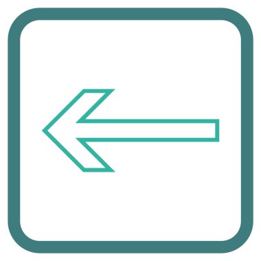 Ok sol vektör simgesi bir çerçeve içinde