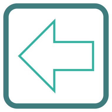 Ok sol vektör simgesi bir çerçeve içinde