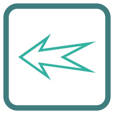 Ok sol vektör simgesi bir çerçeve içinde