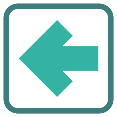 Ok sol vektör simgesi bir çerçeve içinde