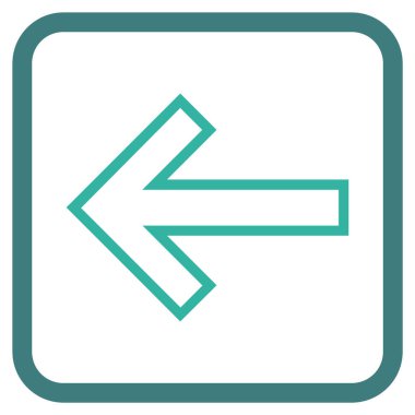 Ok sol vektör simgesi bir çerçeve içinde