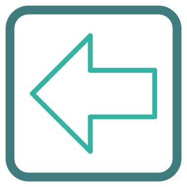 Ok sol vektör simgesi bir çerçeve içinde