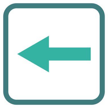 Ok sol vektör simgesi bir çerçeve içinde