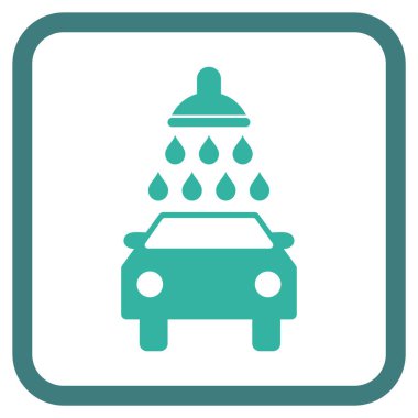 Oto yıkama vektör simgesi bir çerçeve içinde