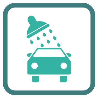 Oto yıkama vektör simgesi bir çerçeve içinde