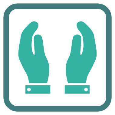 Bakım el vektör simgesi bir çerçeve içinde