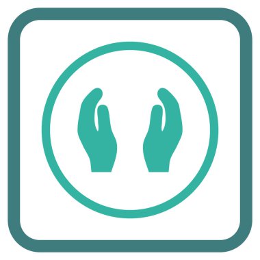 Bakım el vektör simgesi bir çerçeve içinde