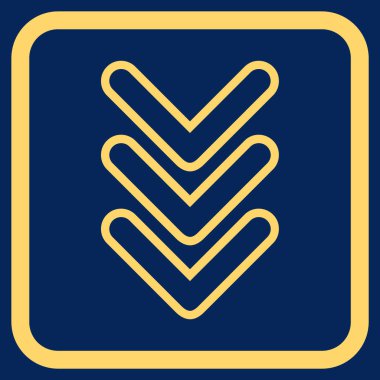 İşaretçi vektör simgesi bir çerçeve içinde aşağı üçlü