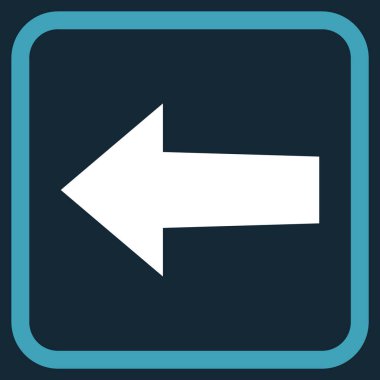 Ok sol vektör simgesi bir çerçeve içinde