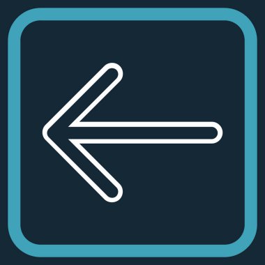 Ok sol vektör simgesi bir çerçeve içinde