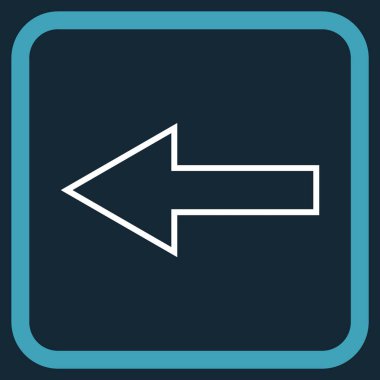 Ok sol vektör simgesi bir çerçeve içinde