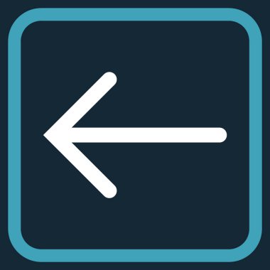 Ok sol vektör simgesi bir çerçeve içinde