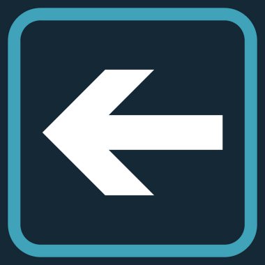 Ok sol vektör simgesi bir çerçeve içinde