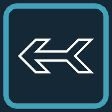 Ok sol vektör simgesi bir çerçeve içinde