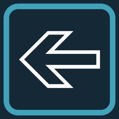 Ok sol vektör simgesi bir çerçeve içinde