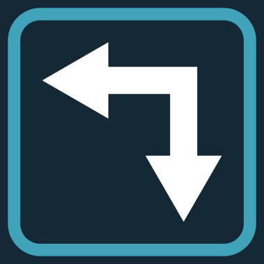 Vektör simgesi bir çerçeve içinde aşağı sol çatallanma ok