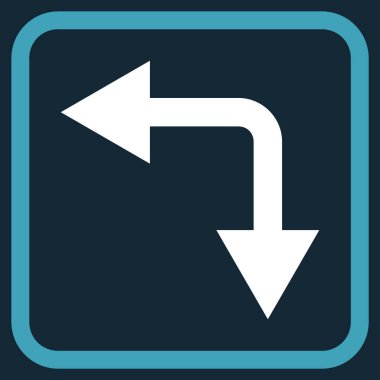 Vektör simgesi bir çerçeve içinde aşağı sol çatallanma ok