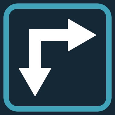 Vektör simgesi bir çerçeve içinde aşağı doğru çatallanma ok