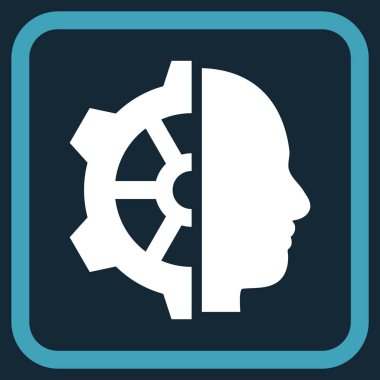 Cyborg dişli vektör simgesi bir çerçeve içinde