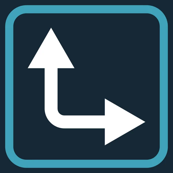 Bifurkation pil höger upp vektor ikonen i en ram — Stock vektor