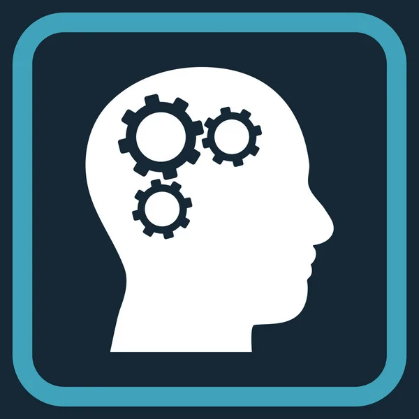 Brain Gears Vector Icon In a Frame — Stock Vector